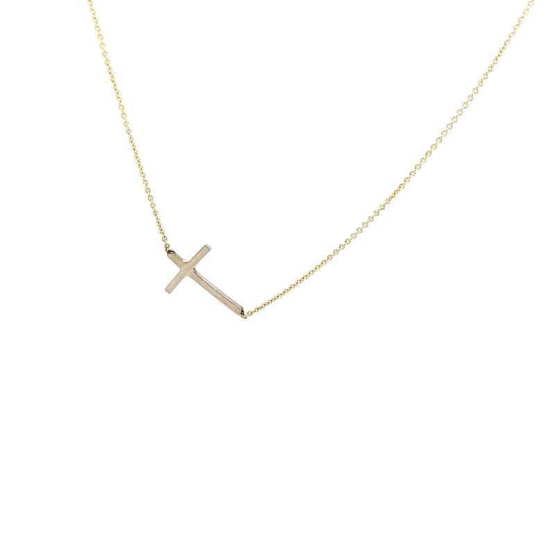 "Faith", Geelgouden collier met daartussen een witgouden kruisje