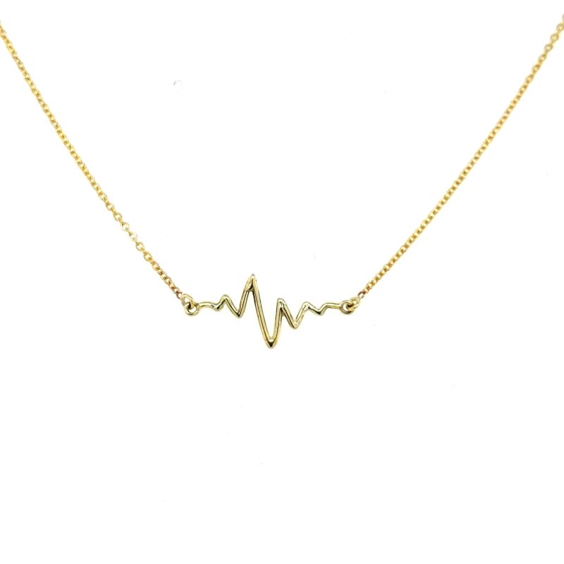 "Beat" ,geelgouden collier met hartslag ornament