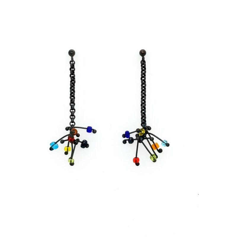 "seedlings" Geoxideerd zilveren oorhangers, multicolor