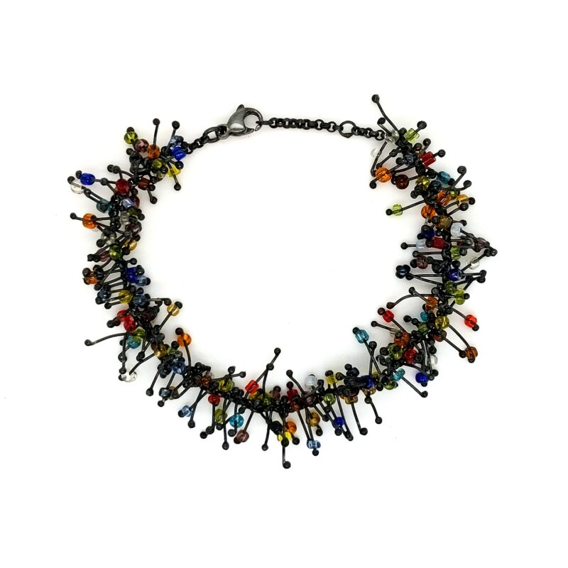 "Seedlings" ,Geoxideerd zilveren armband, multi color