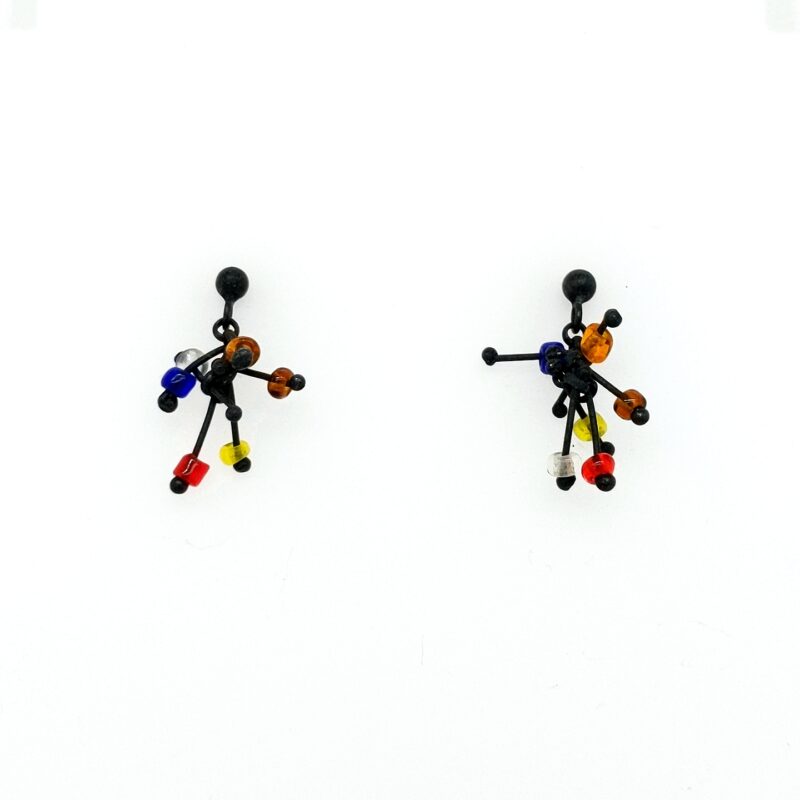 "seedlings" Geoxideerd zilveren oorhangers, multicolor/kort