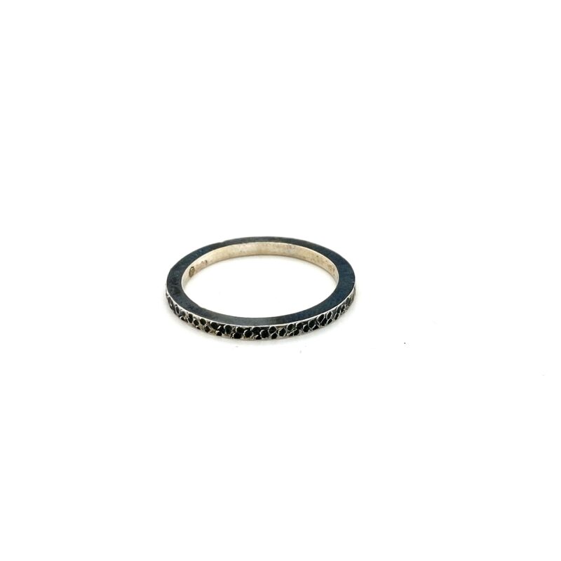 zilveren aanschuif ring, "moon", black