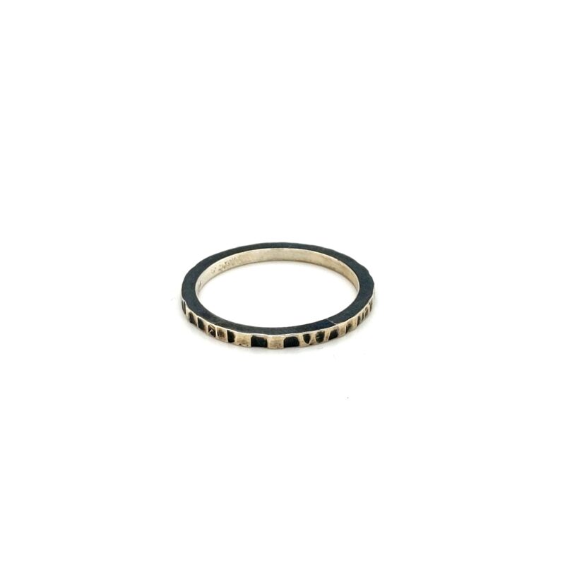 zilveren aanschuif ring, streep, black