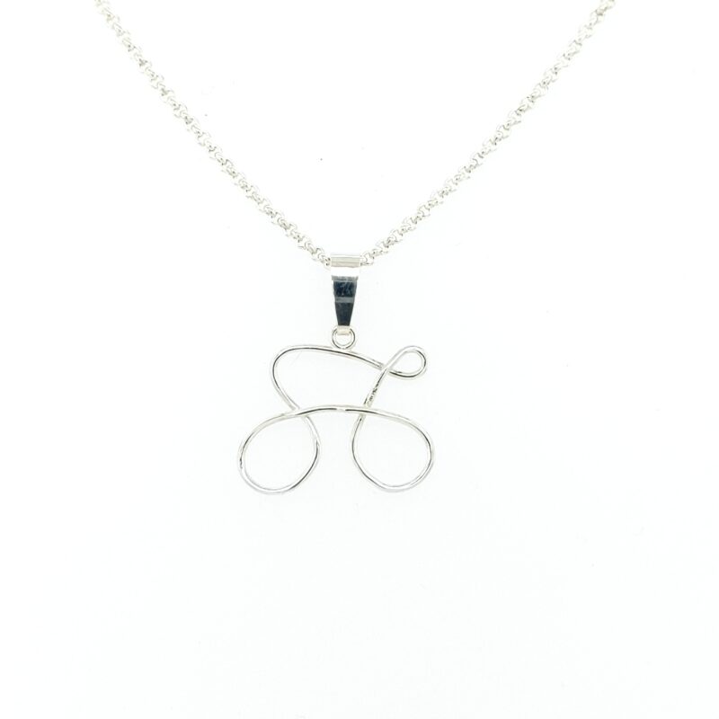 zilveren abstracte fiets hanger