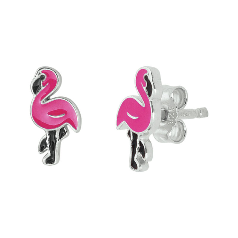 flamingo oorstekers, zilver