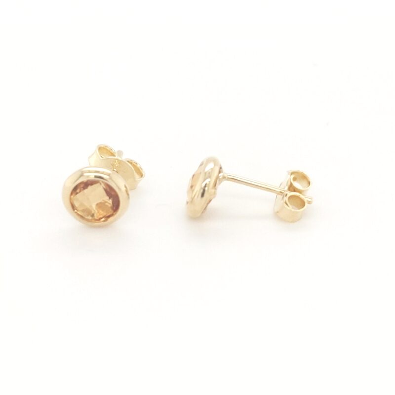 geelgouden oorstekers met Citrien edelsteen
